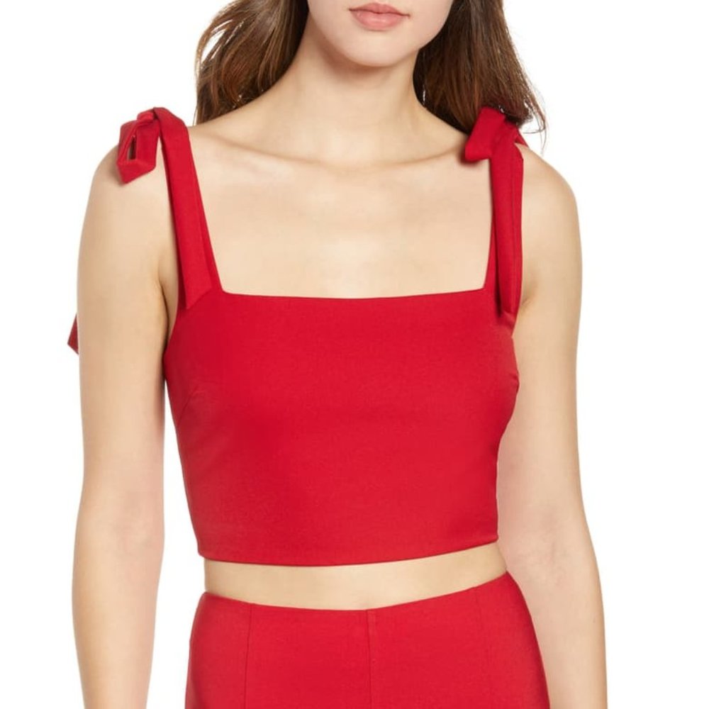 Tiger Mist Red Tie Top